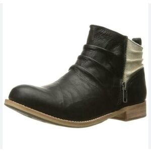 Cat mixed media ankle boots leather canvas size 10